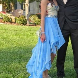 High low sequin top prom dress